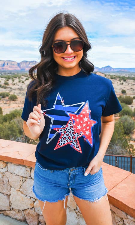 Doodle Star Graphic Tee - Sugar Stitch-Three Birdies Boutique, Women's Fashion Boutique Located in Kearney, MO