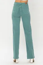 Judy Blue Sea Green Straight Leg-Denim-Judy Blue-Three Birdies Boutique, Women's Fashion Boutique Located in Kearney, MO