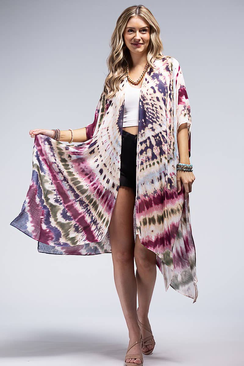 Tie-Dye Kimono Maroon { product_type }}
