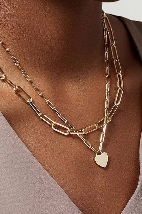 Gold Heart Layer Necklace { product_type }}