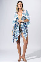 Azure Medallion Border Kimono { product_type }}