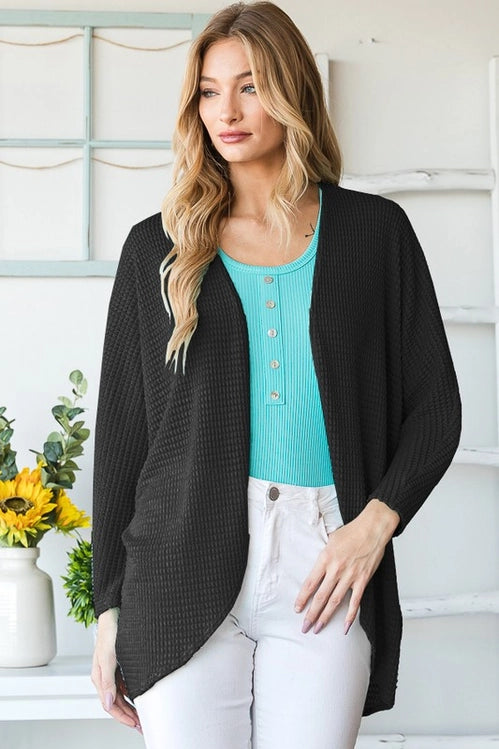 Open Knit Black Cardigan-Cardigan-Heimish-Three Birdies Boutique, Women's Fashion Boutique Located in Kearney, MO