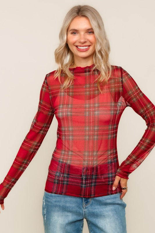 Plaid Mesh Top { product_type }}