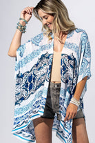 Azure Medallion Border Kimono { product_type }}