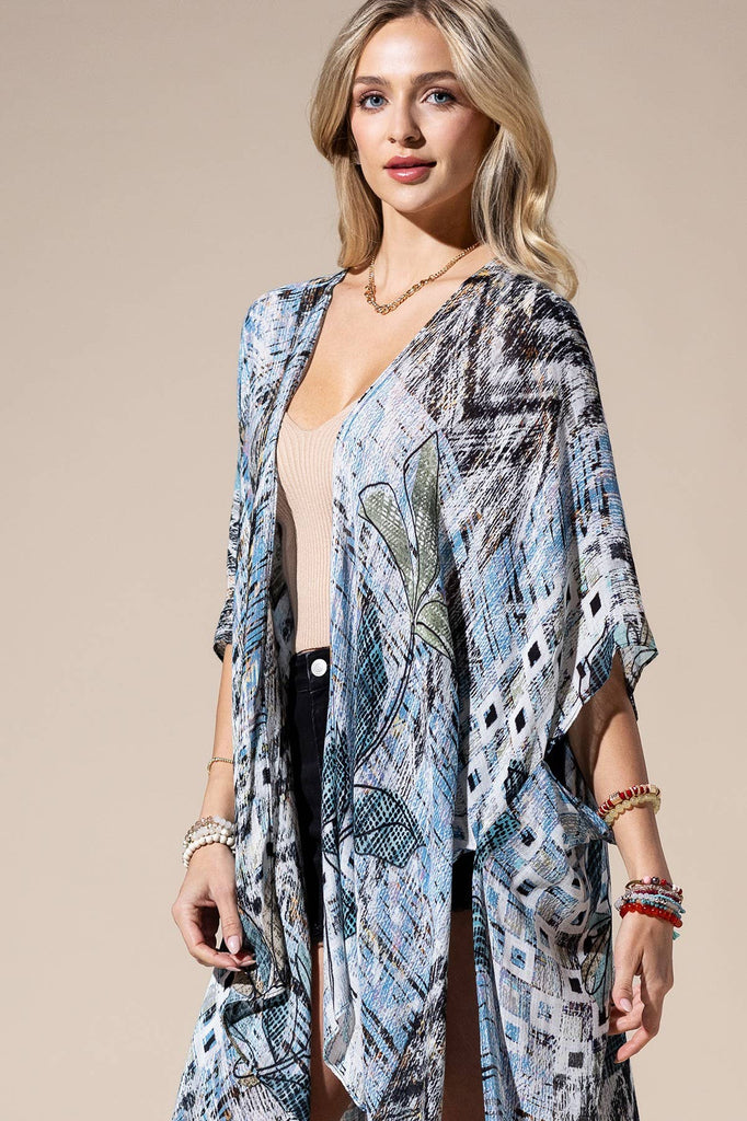 Denim Multi Kimono-Urbanista-Three Birdies Boutique, Women's Fashion Boutique Located in Kearney, MO