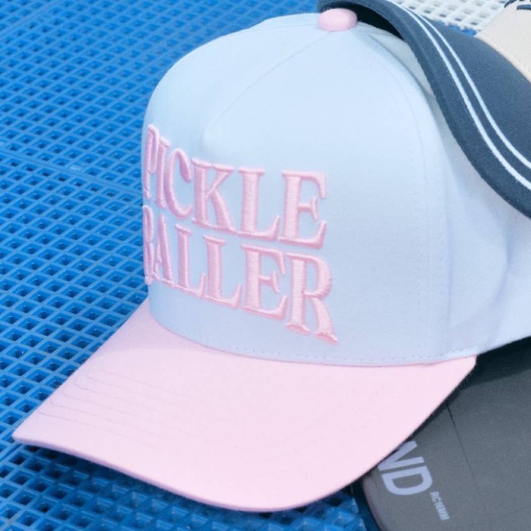 PICKLE BALLER 3D Letter Embroidery Two-Tone Trucker Hat: LPK / ONE SIZE { product_type }}