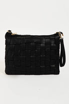 Faux Leather Basket Weave Hand Bag: BK { product_type }}