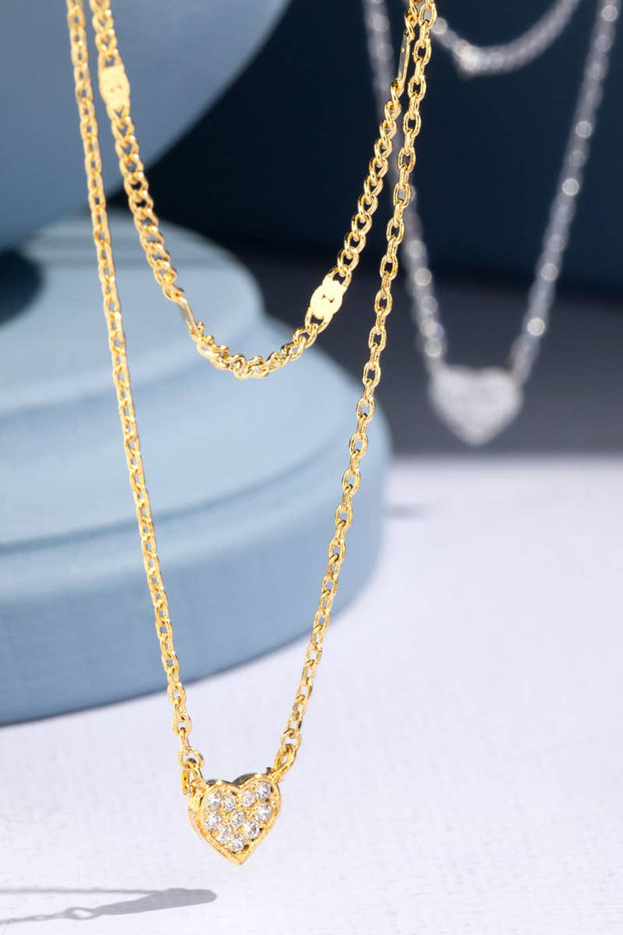 Brass Heart Pendant Layered Necklace-Urbanista-Three Birdies Boutique, Women's Fashion Boutique Located in Kearney, MO