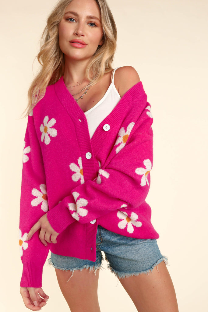 Daisy Button Down Cardigan Sweater-Outerwear-Haptics-Three Birdies Boutique, Women's Fashion Boutique Located in Kearney, MO