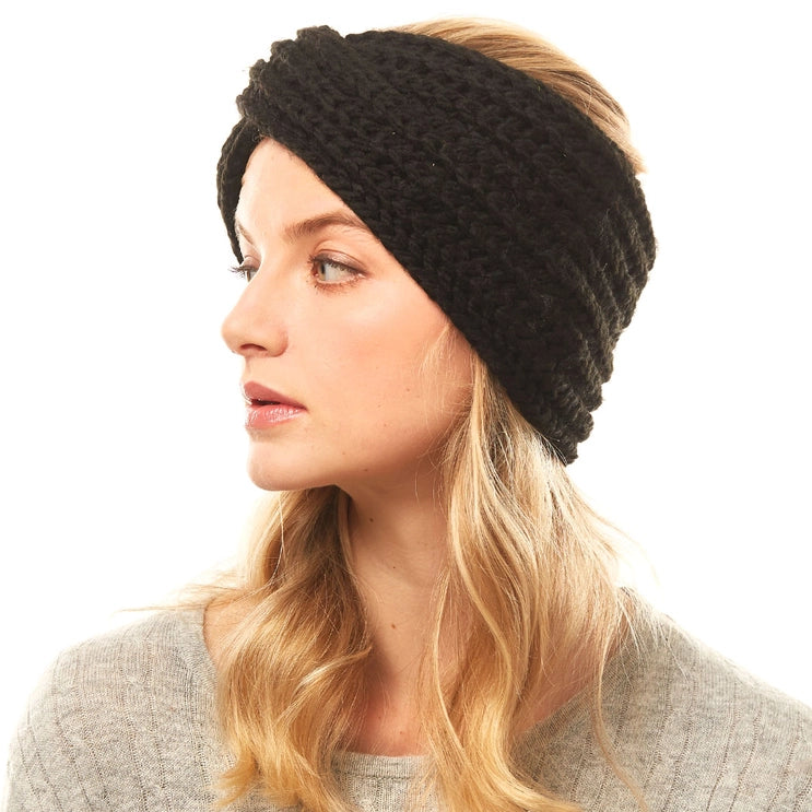 Solid Twisted Wide Knit Headband { product_type }}