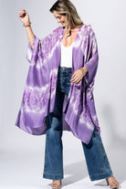 Lavender Tie-Dye Border Kimono { product_type }}