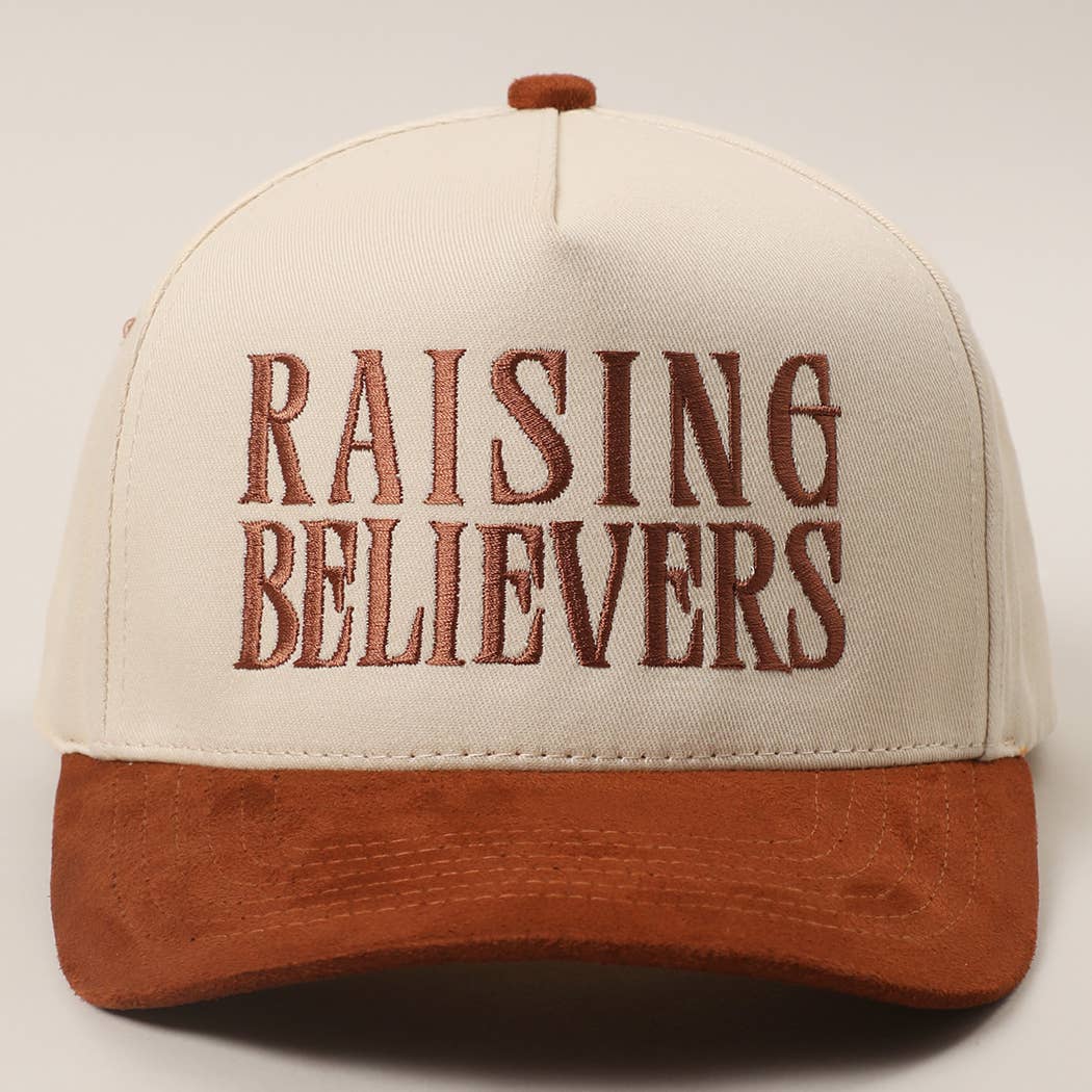 RAISING BELIEVERS Suede Two-Tone Trucker Hat: BLK / One Size { product_type }}