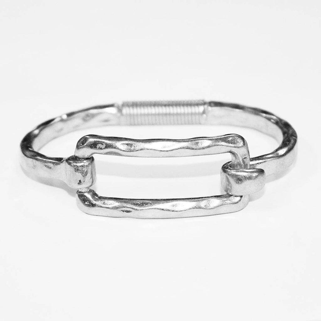 Silver Hinged Square Bracelet-Accessories-What's Hot-Three Birdies Boutique, Women's Fashion Boutique Located in Kearney, MO