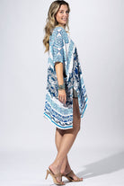 Azure Medallion Border Kimono { product_type }}