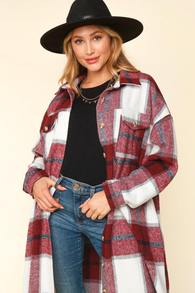 Plaid Flannel Duster Shacket-Outerwear-Haptics-Three Birdies Boutique, Women's Fashion Boutique Located in Kearney, MO