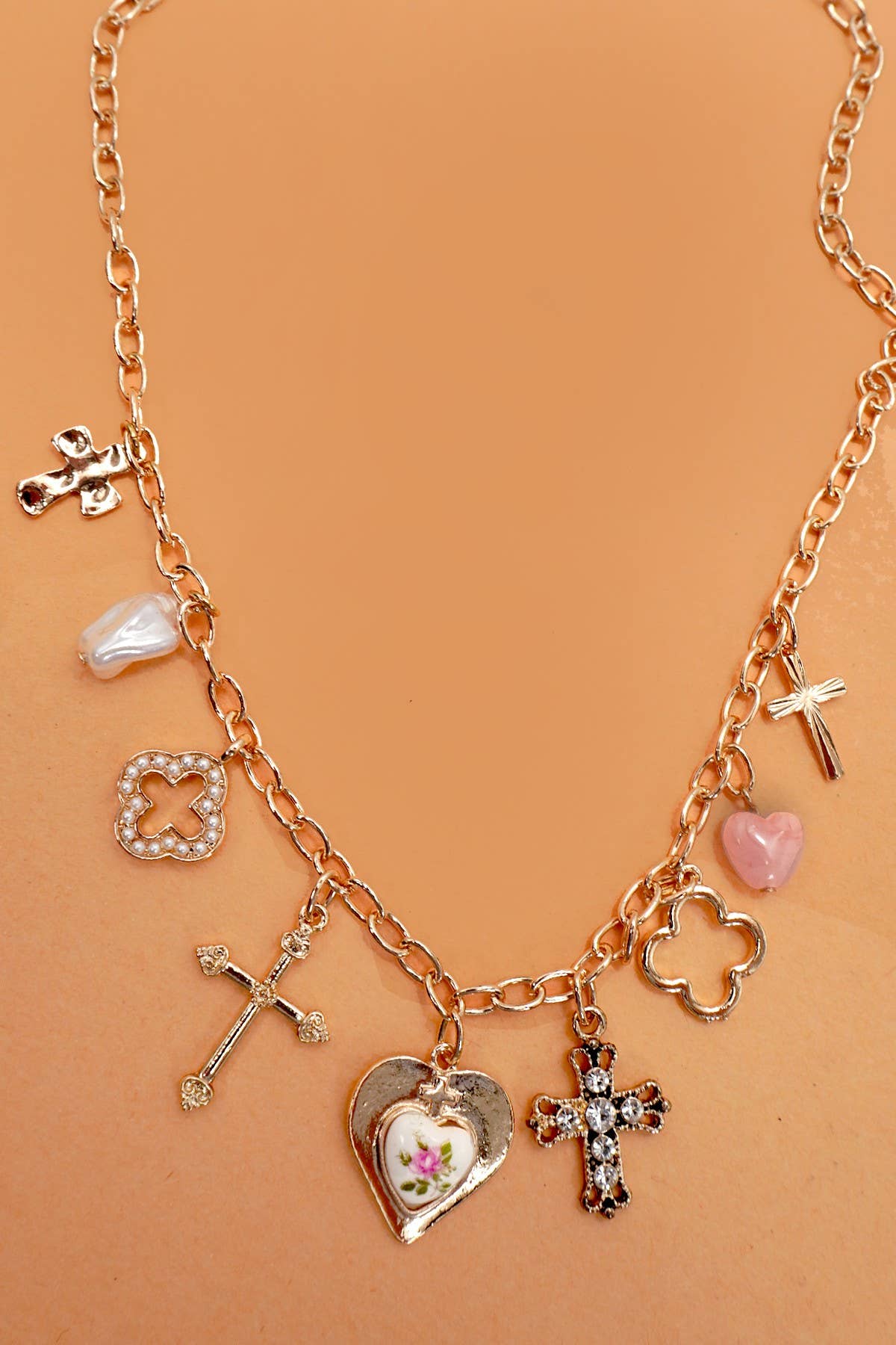 Charm Necklace – Clover, Cross, Flower { product_type }}