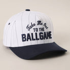 Take Me Out to the Ballgame Embroidered Pinstripe Trucker Hat - Navy/White { product_type }}