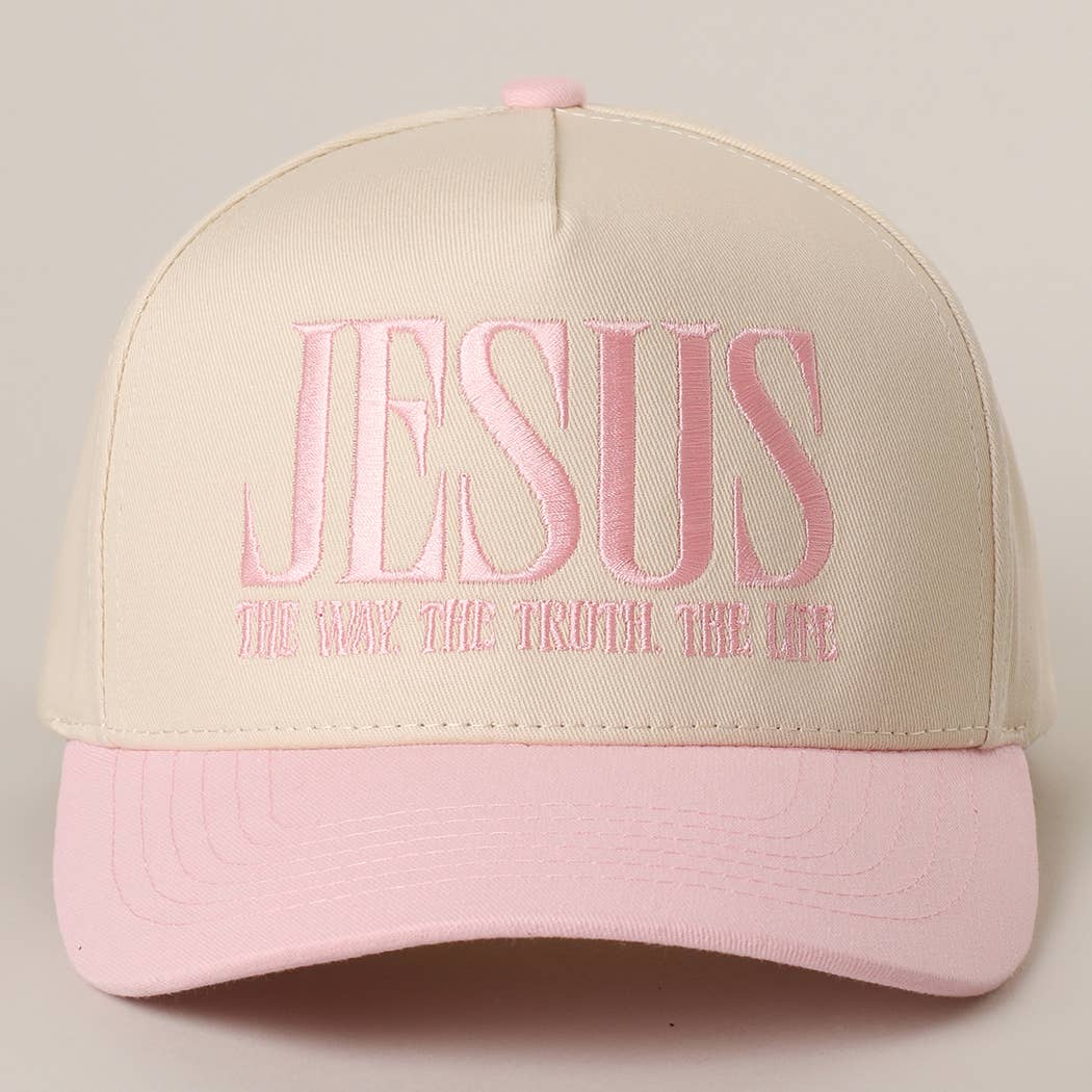 JESUS Typography Embroidered Trucker Hat : BLACK / One Size { product_type }}