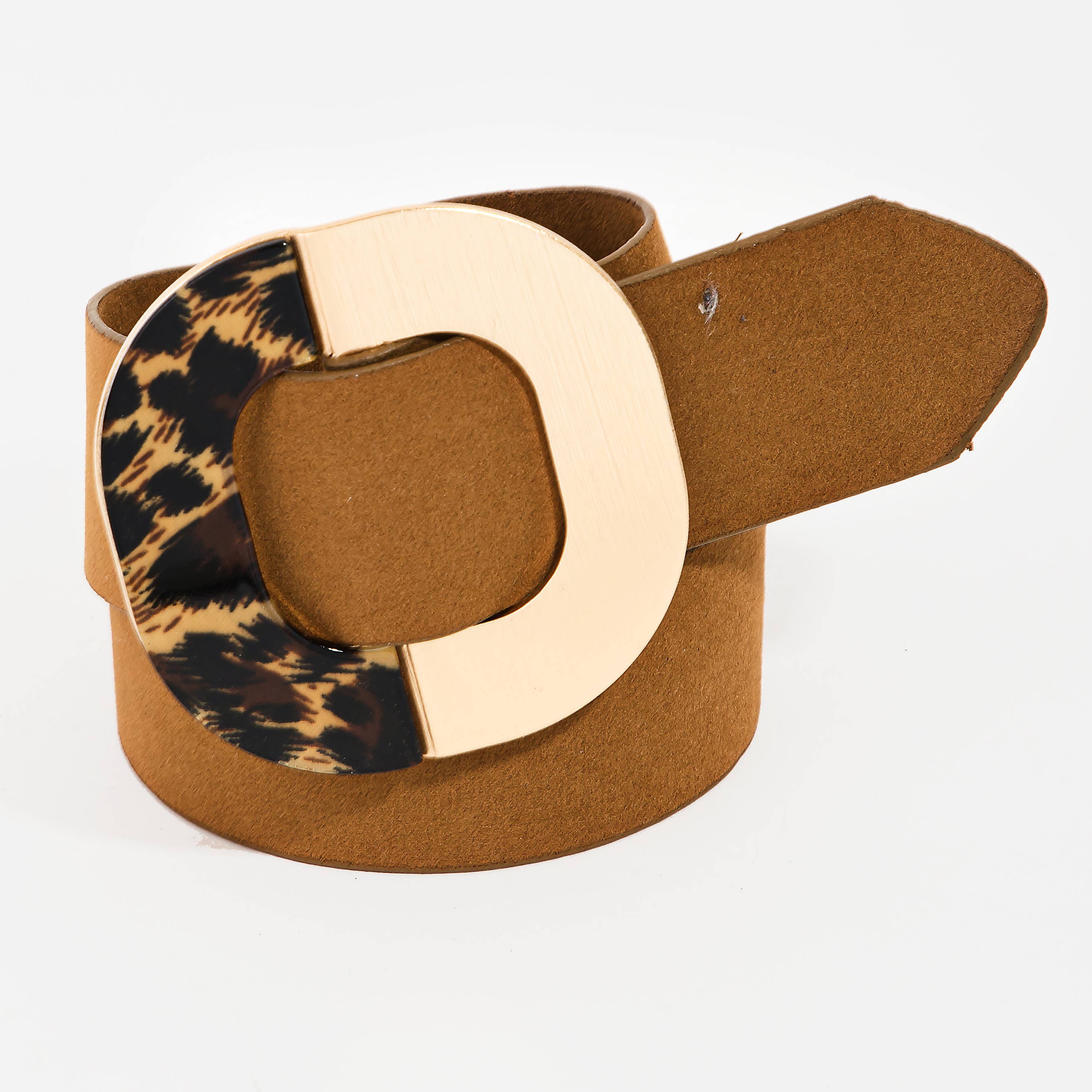 Brown Faux Leather Square Buckle Fashion Belt: BK { product_type }}