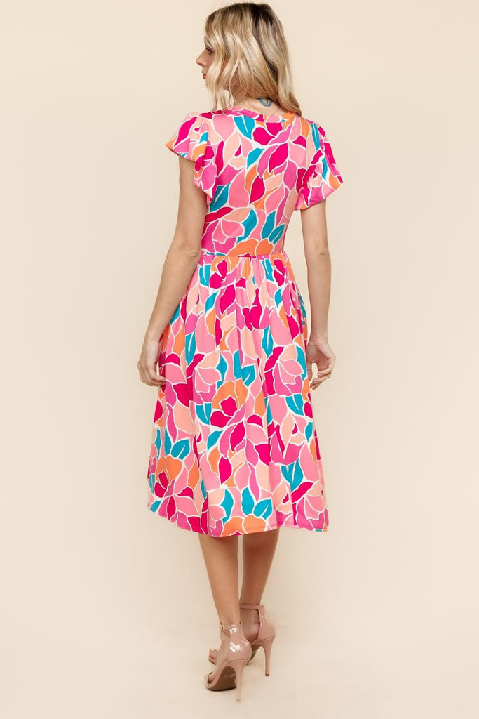 Fit and Flare Geometric Midi Dress-Midi Dresses-Haptics-Three Birdies Boutique, Women's Fashion Boutique Located in Kearney, MO