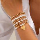 Pearl and Heart Stacked Bracelets { product_type }}