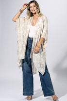 Beige Stripe Sheer Kimono { product_type }}