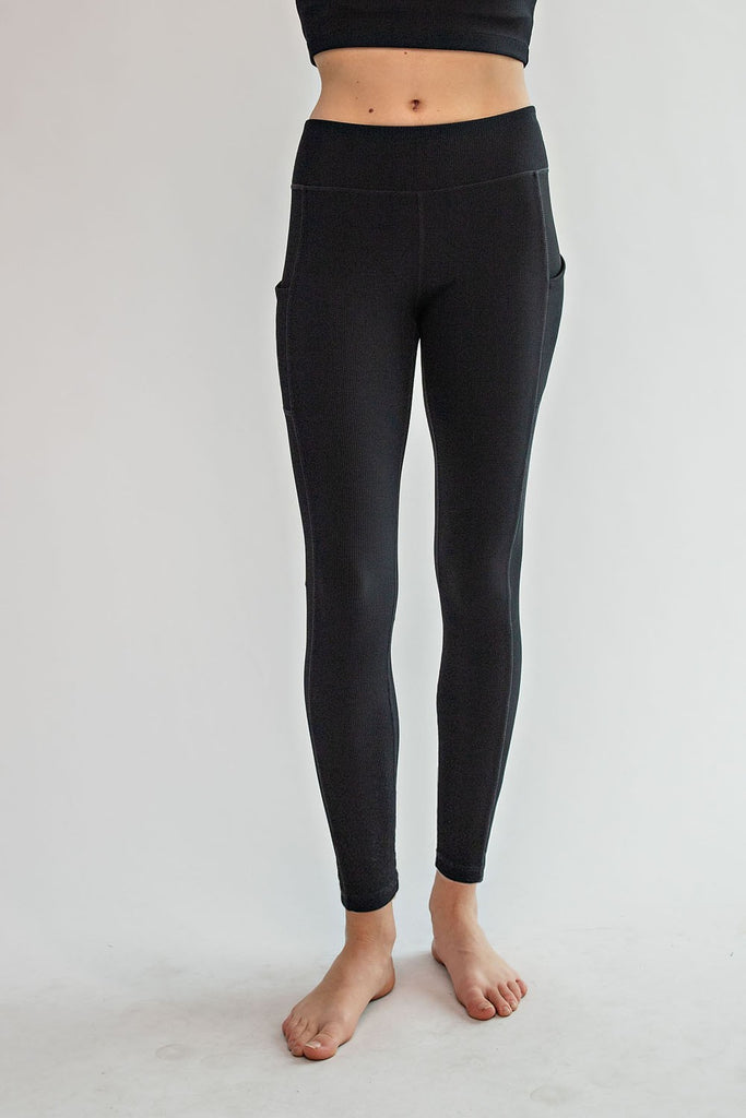 Ribbed Yoga Leggings with Side Pocket-Tank Tops-Rae Mode-Three Birdies Boutique, Women's Fashion Boutique Located in Kearney, MO