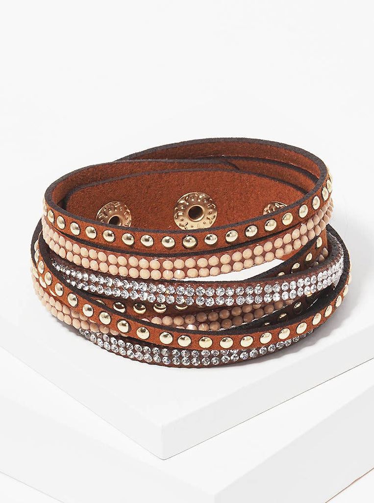 Leatherette Wrap Around Bracelet-Jewelry-Wild Honey-Three Birdies Boutique, Women's Fashion Boutique Located in Kearney, MO