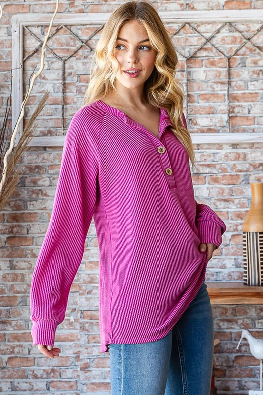 Corded Henley Top-Top-Heimish-Three Birdies Boutique, Women's Fashion Boutique Located in Kearney, MO