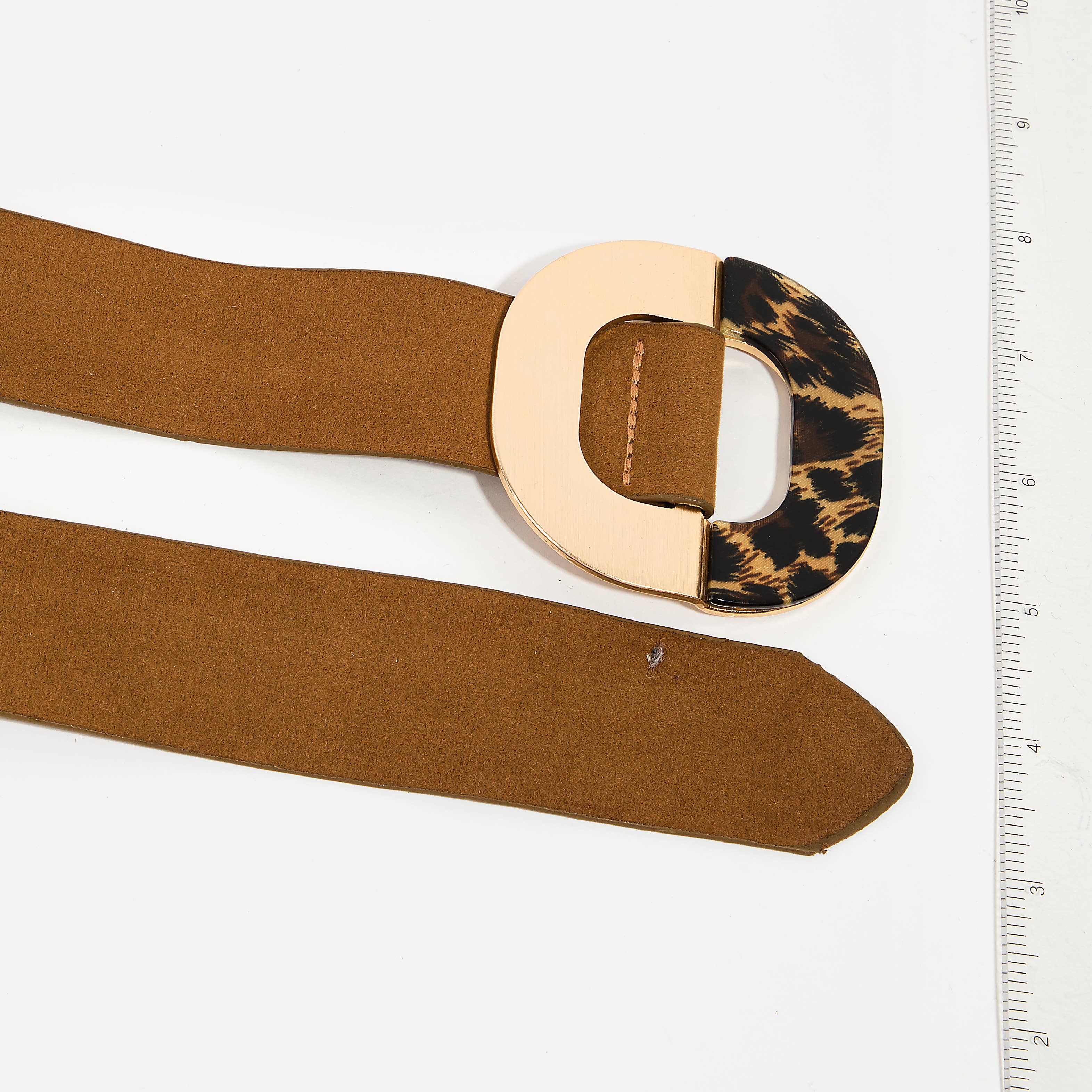 Brown Faux Leather Square Buckle Fashion Belt: BK { product_type }}