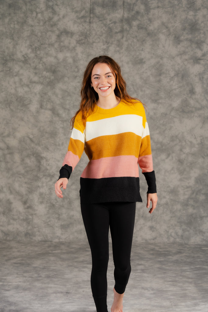 Wide Striped Sweater-Sweater-Sew In Love-Three Birdies Boutique, Women's Fashion Boutique Located in Kearney, MO