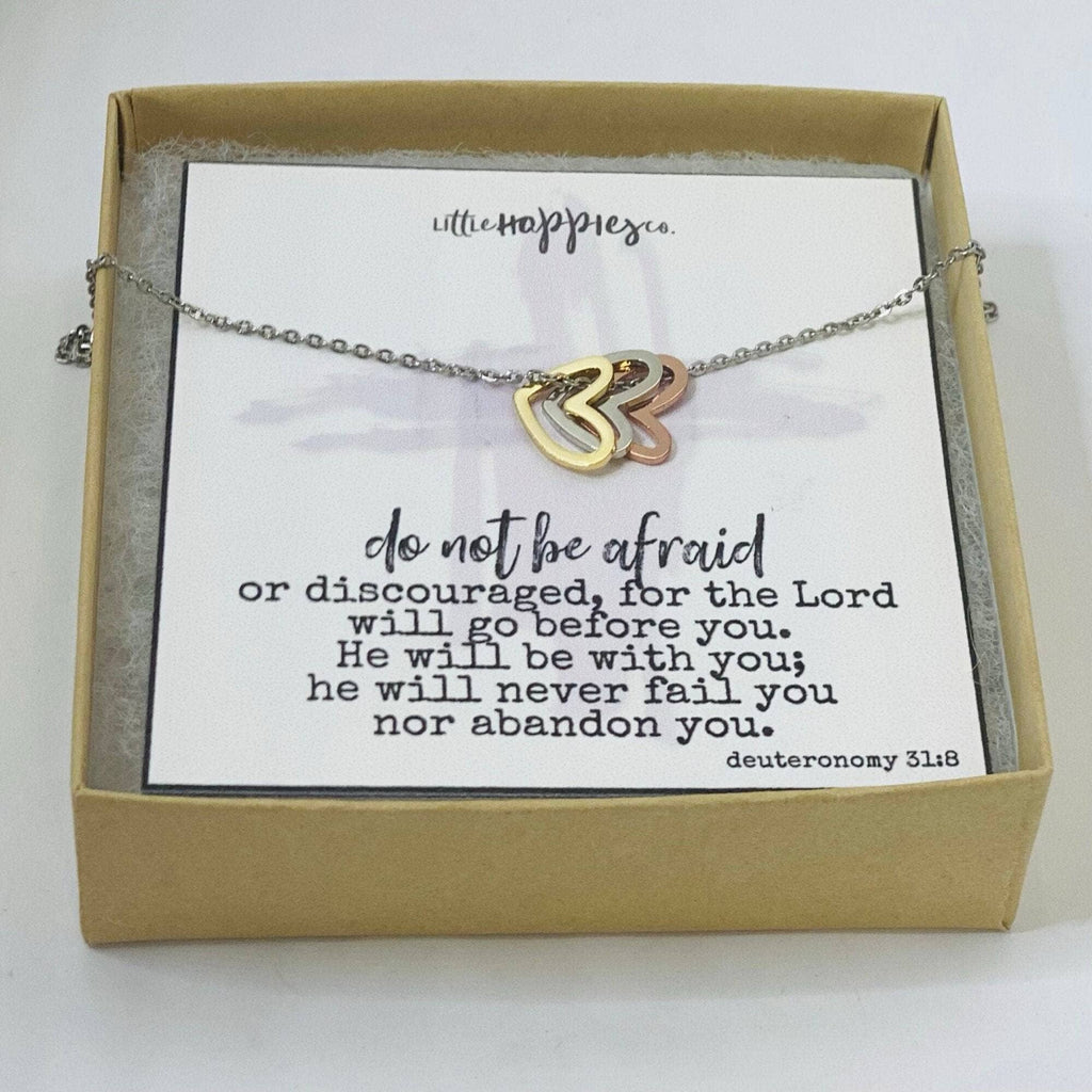 Deuteronomy 31 8 necklace, Deuteronomy 31:8, Do not be anxio: Gold-Little Happies Co-Three Birdies Boutique, Women's Fashion Boutique Located in Kearney, MO
