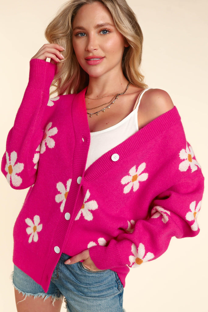 Daisy Button Down Cardigan Sweater-Outerwear-Haptics-Three Birdies Boutique, Women's Fashion Boutique Located in Kearney, MO