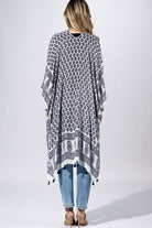 Indigo Mosaic Border Kimono { product_type }}