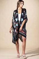 Midnight Vine Kimono: TEAL BLACK { product_type }}
