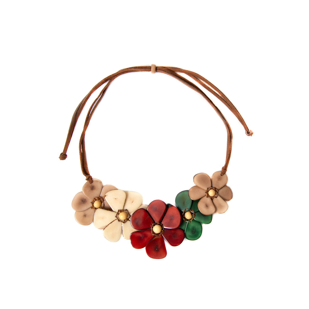 Rosalia Necklace: Ivory/Turquoise-Organic Tagua Jewelry-Three Birdies Boutique, Women's Fashion Boutique Located in Kearney, MO