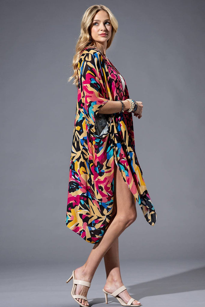Abstract Multi Kimono-Urbanista-Three Birdies Boutique, Women's Fashion Boutique Located in Kearney, MO