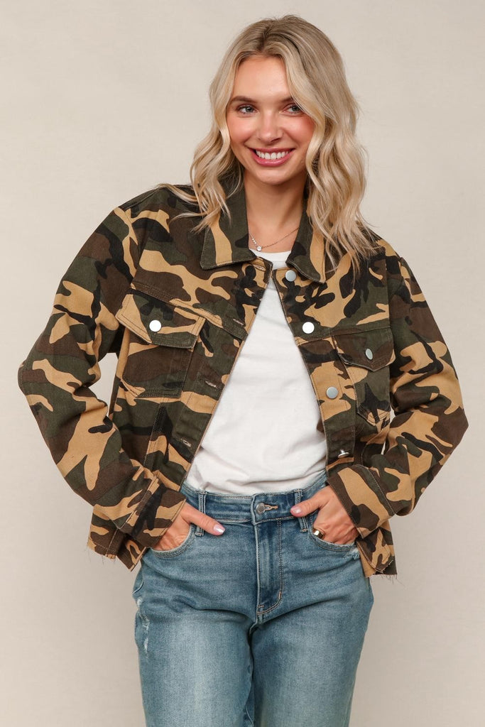 Camo Jacket-Sweaters-Haptics-Three Birdies Boutique, Women's Fashion Boutique Located in Kearney, MO