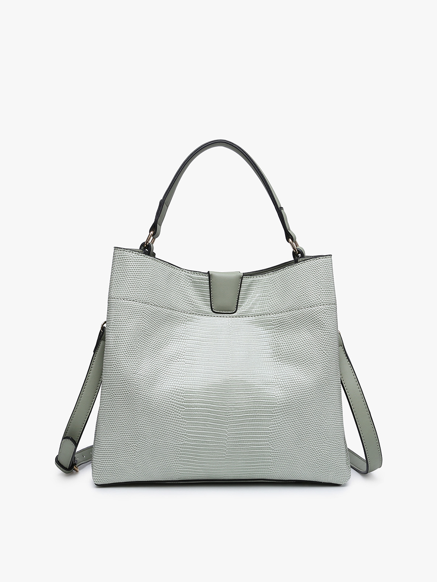 Tati Lizard Print Satchel - Pale Teal { product_type }}