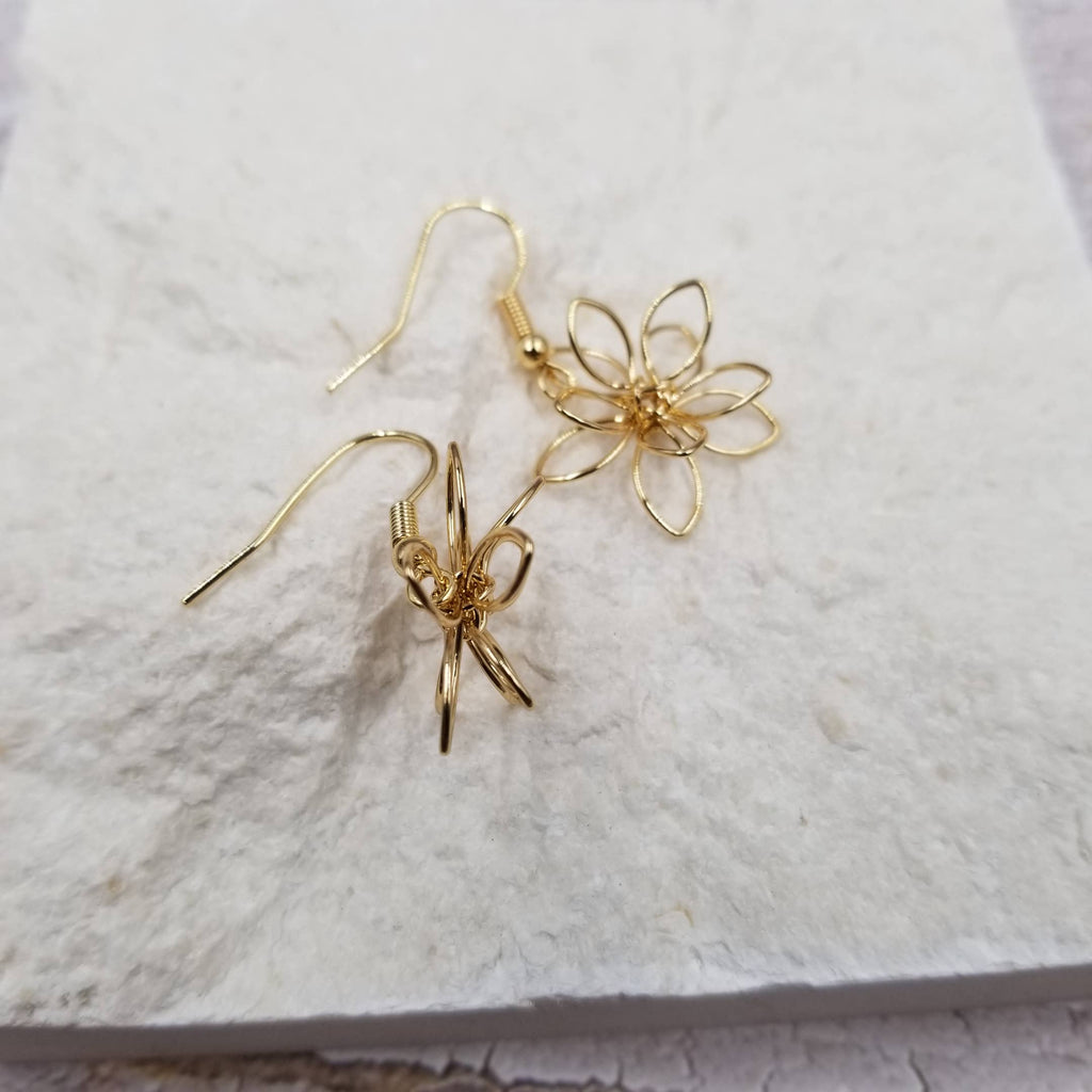 Wrapped Lotus Esrrings - Gold Wire-Treasure Wholesale-Three Birdies Boutique, Women's Fashion Boutique Located in Kearney, MO