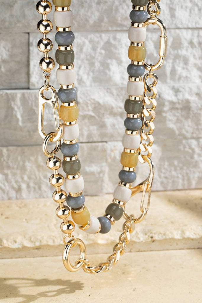 Colorful Acrylic Beads Layered Necklace: Light Multi(Lmu) / OS-Urbanista-Three Birdies Boutique, Women's Fashion Boutique Located in Kearney, MO