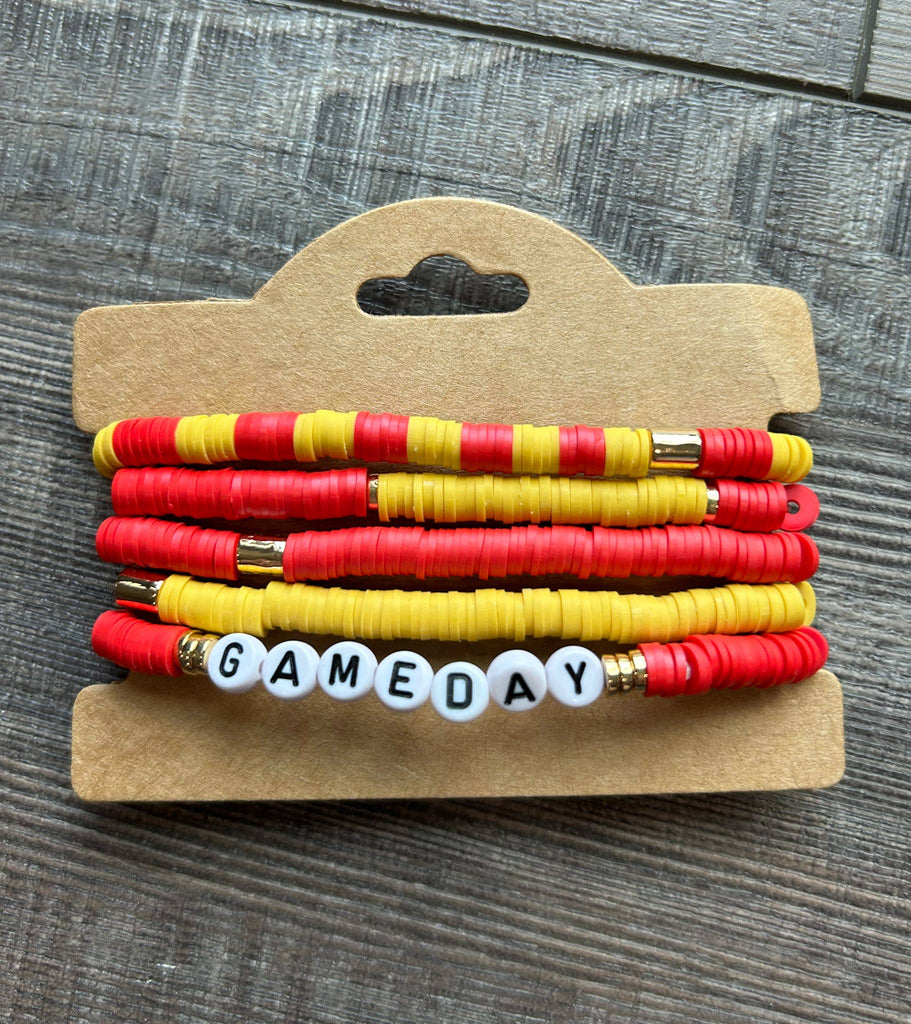Game Day Friendship Bracelets Red and Golden Yellow-JILLIAN INK LLC-Three Birdies Boutique, Women's Fashion Boutique Located in Kearney, MO