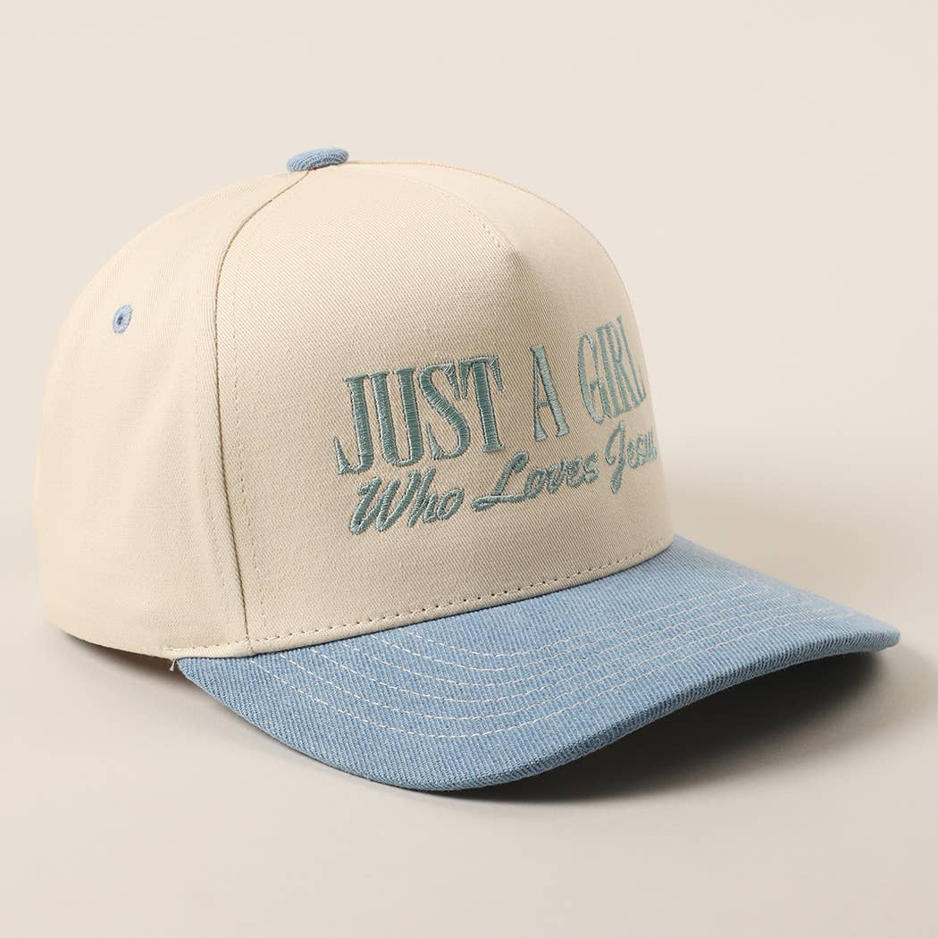 Just A Girl Who Loves Jesus Embroidery Trucker Hat: Hot Pink / ONE SIZE { product_type }}