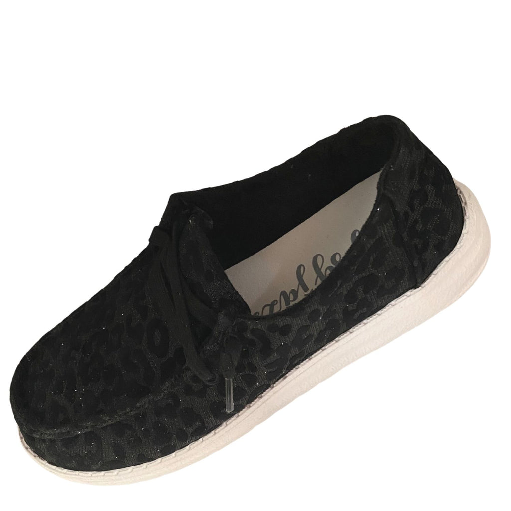 Black Velvet Leopard Slip On Sneakers-Shoes-Gypsy Jazz-Three Birdies Boutique, Women's Fashion Boutique Located in Kearney, MO