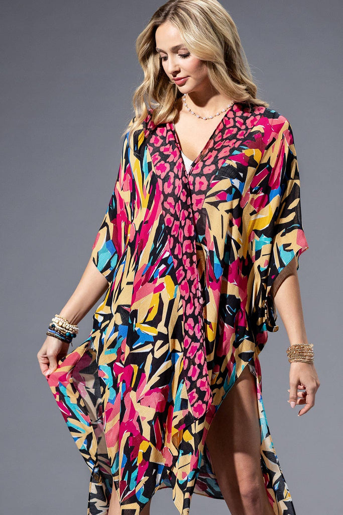 Abstract Multi Kimono-Urbanista-Three Birdies Boutique, Women's Fashion Boutique Located in Kearney, MO