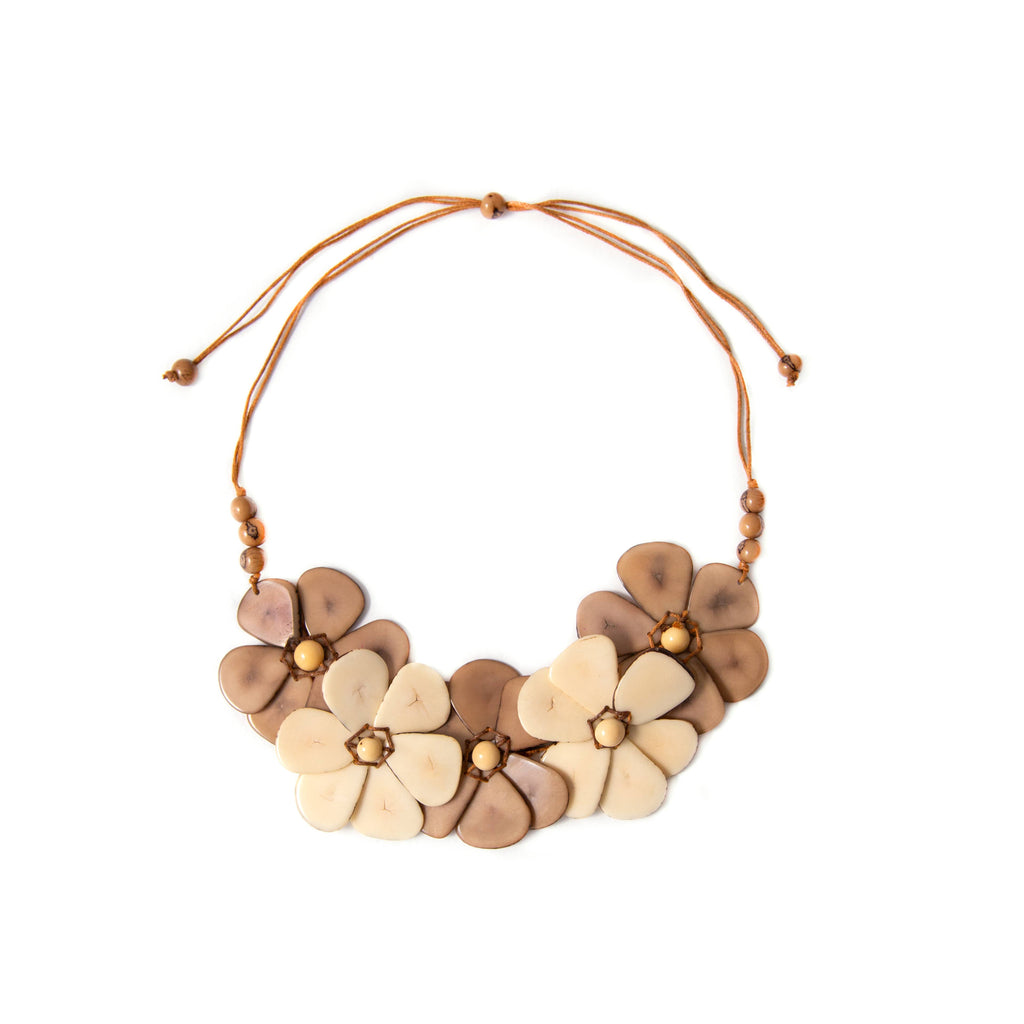 Rosalia Necklace: Ivory/Turquoise-Organic Tagua Jewelry-Three Birdies Boutique, Women's Fashion Boutique Located in Kearney, MO