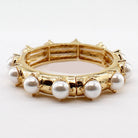 Gold Bracelet with Pearl Beaded Accents Stretch Bracelet { product_type }}