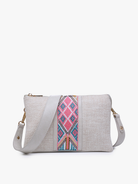 Izzy Tribal Crossbody Bag with Guitar Strap: Pink/Mint { product_type }}