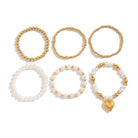 Pearl and Heart Stacked Bracelets { product_type }}