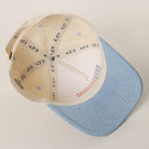 Floral American Flag Embroidered Two-Tone Denim Trucker Hat - Light Denim { product_type }}
